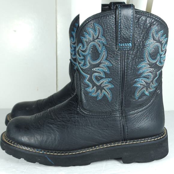 ARIAT Women's Fatbaby US8,5B Black Leather Embroidered Cowgirl Western Boots - Picture 2 of 16